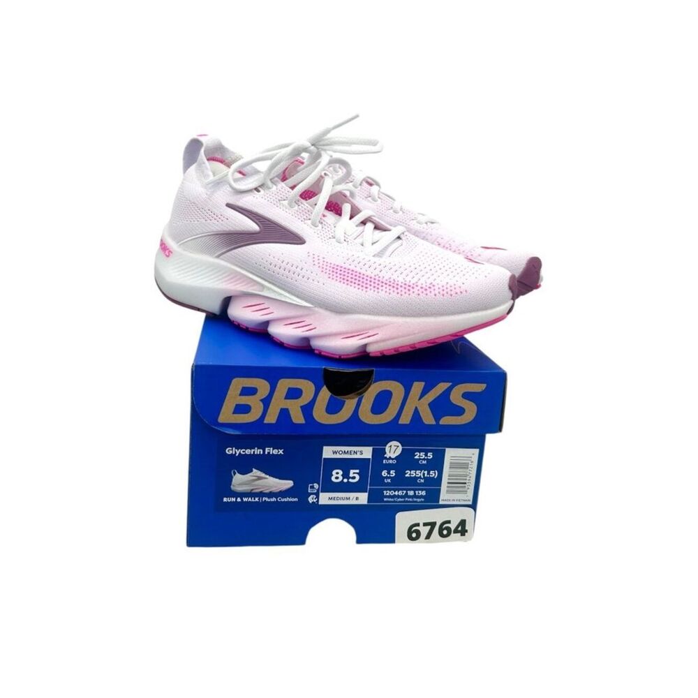 Brooks Glycerin Flex Women’s Size 8.5 B Medium White Cyber Pink Running Shoes